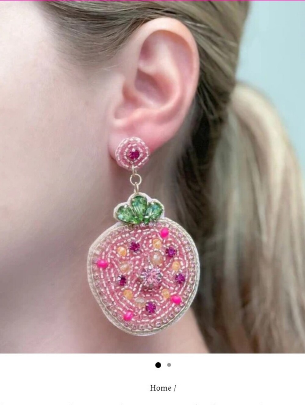 Glitzy Jewel Strawberry Beaded Dangle Earrings